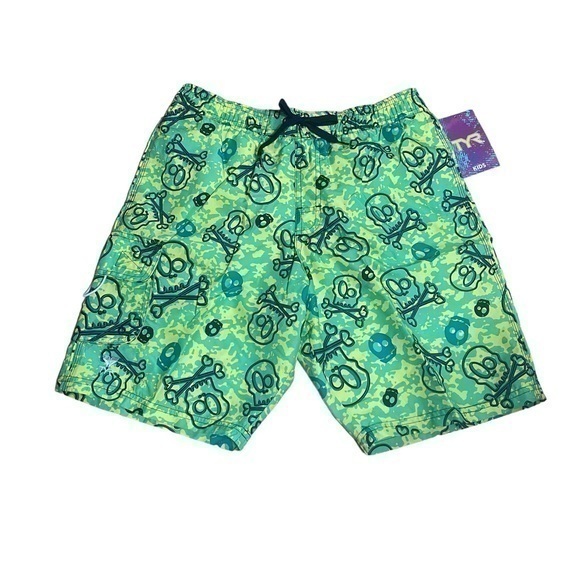 TYR Boy’s Crossbone Challenger Trunk - Yellow Green - Size XL (16/18) - NWT - Picture 1 of 11